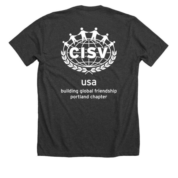 CISV Portland Logo Unisex Tee - Charcoal - Image 2