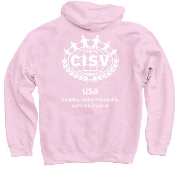 CISV Portland Logo Pullover Hoodie - Light Pink - Image 2