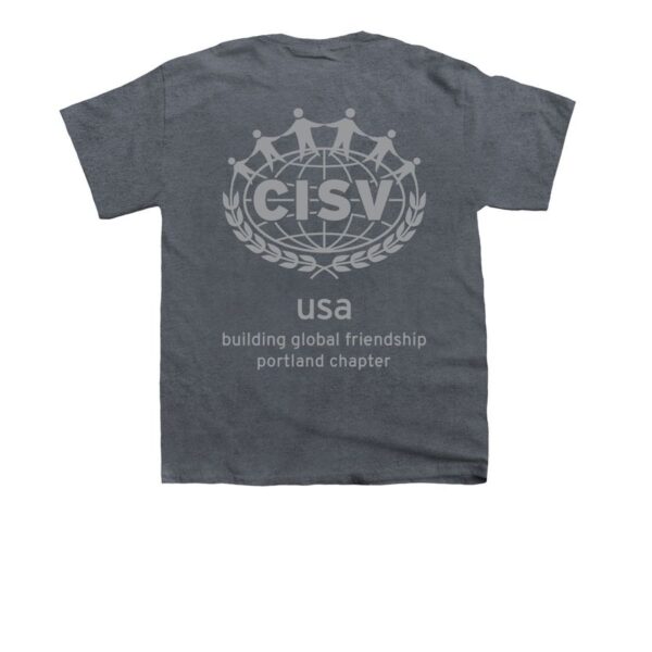 CISV Portland Donut Youth Tee - Dark Heather - Image 2